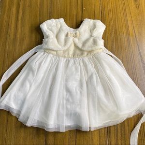 Little girls winter white faux fur dress
